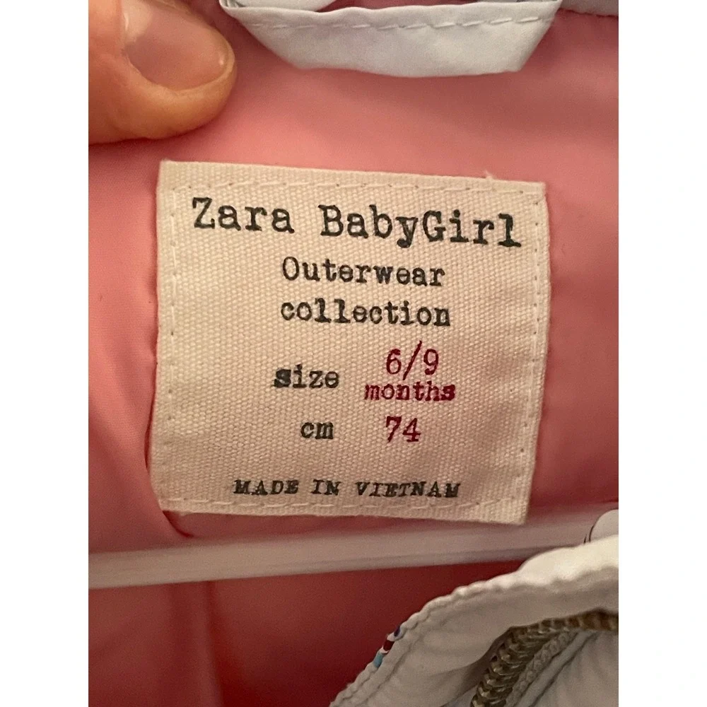 Zara Baby Girl Puffer Vest‎ Hooded Dragonfly Butterfly Print 6-9M Warm Outdoors